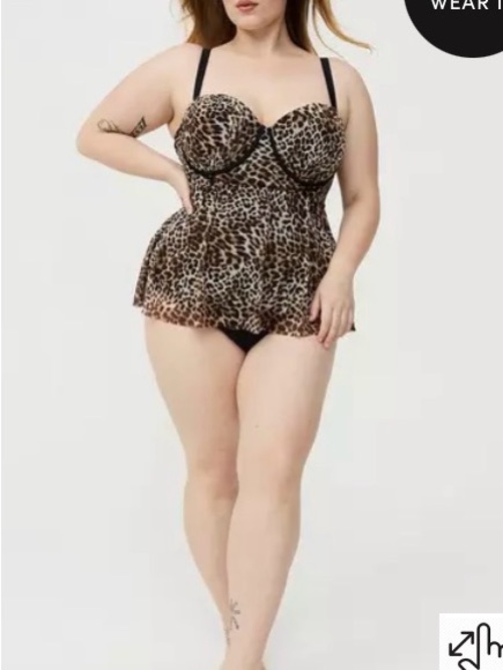 NWT Torrid Leopard Print Wired One-Piece Swimdress